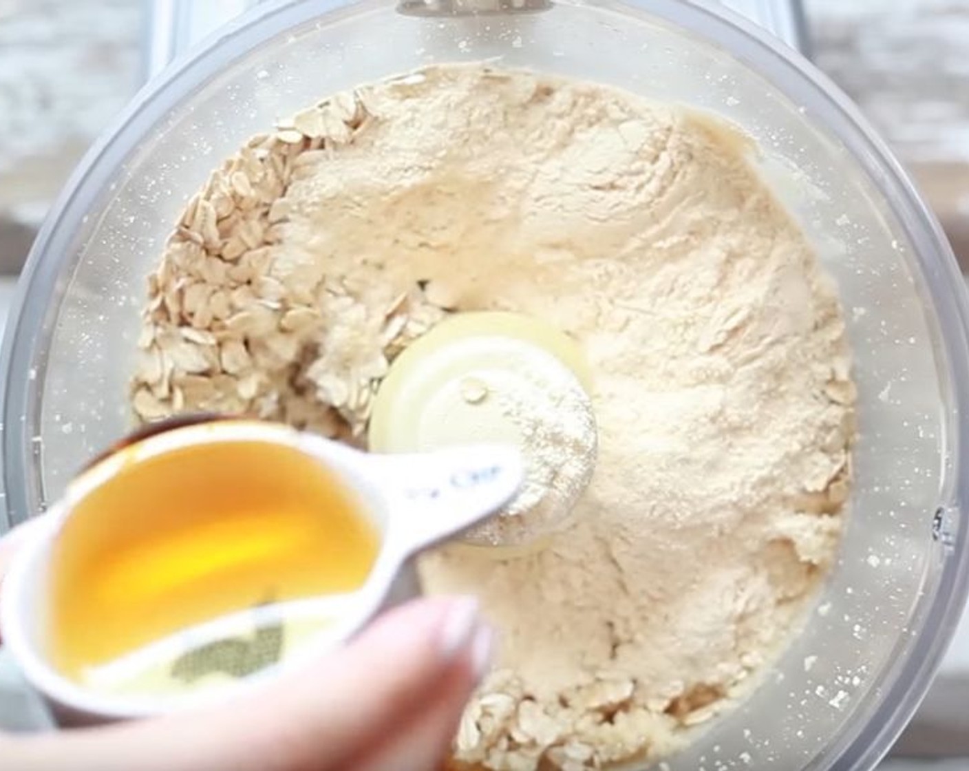 step 2 Add Old Fashioned Rolled Oats (1/2 cup), Coconut Flour (1/2 cup) and Agave Syrup (1/4 cup).