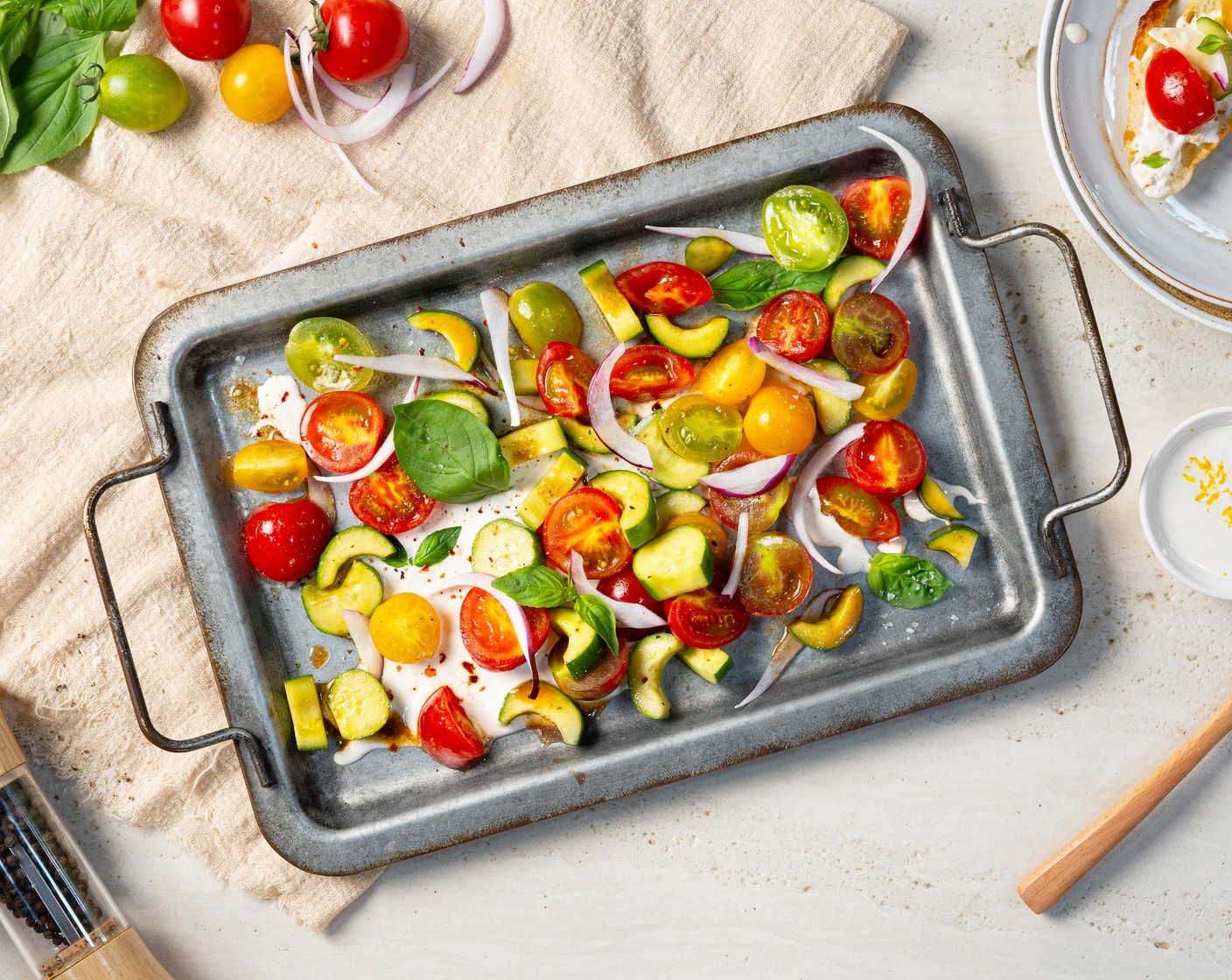 Cherry Tomato Medley with Sour Cream Smear
