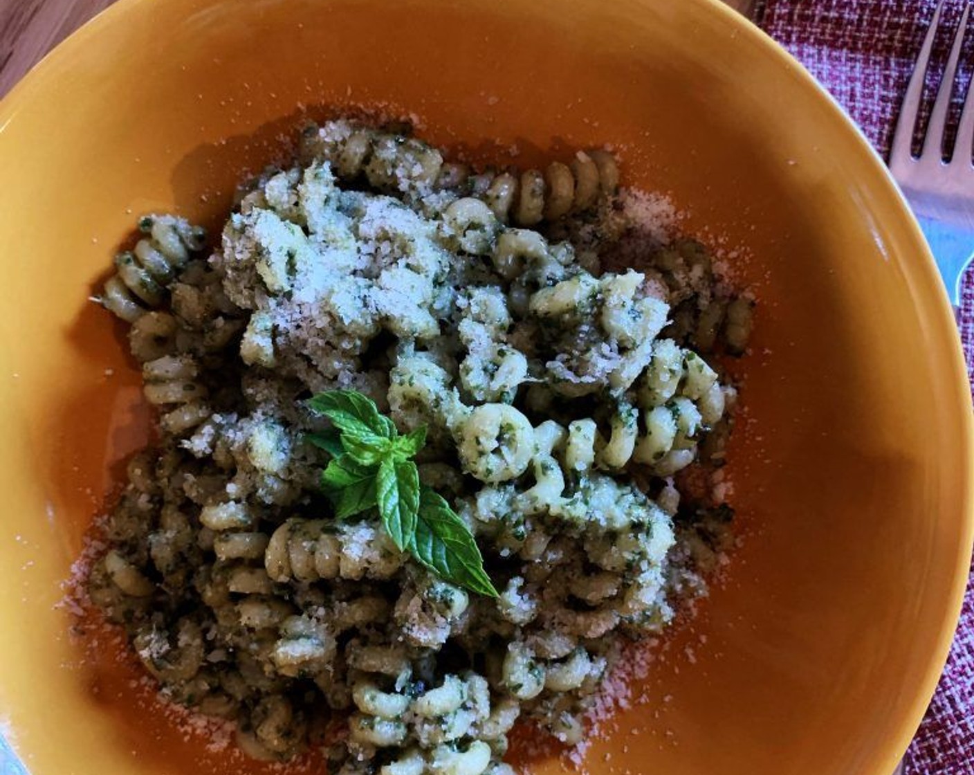 Mint and Pumpkin Seed Pesto Pasta