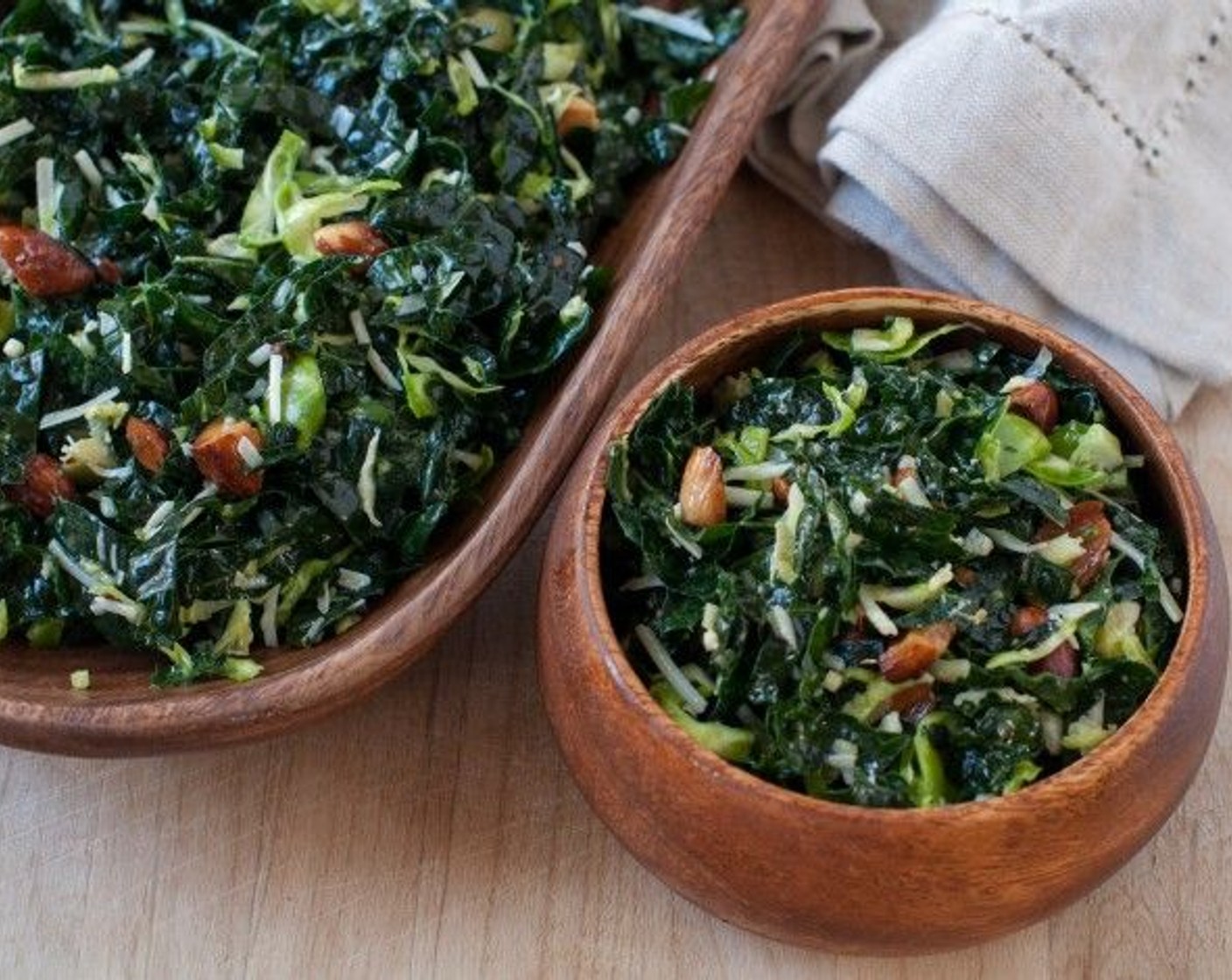 Kale Salad with Brussels Sprouts and Toasted Almonds