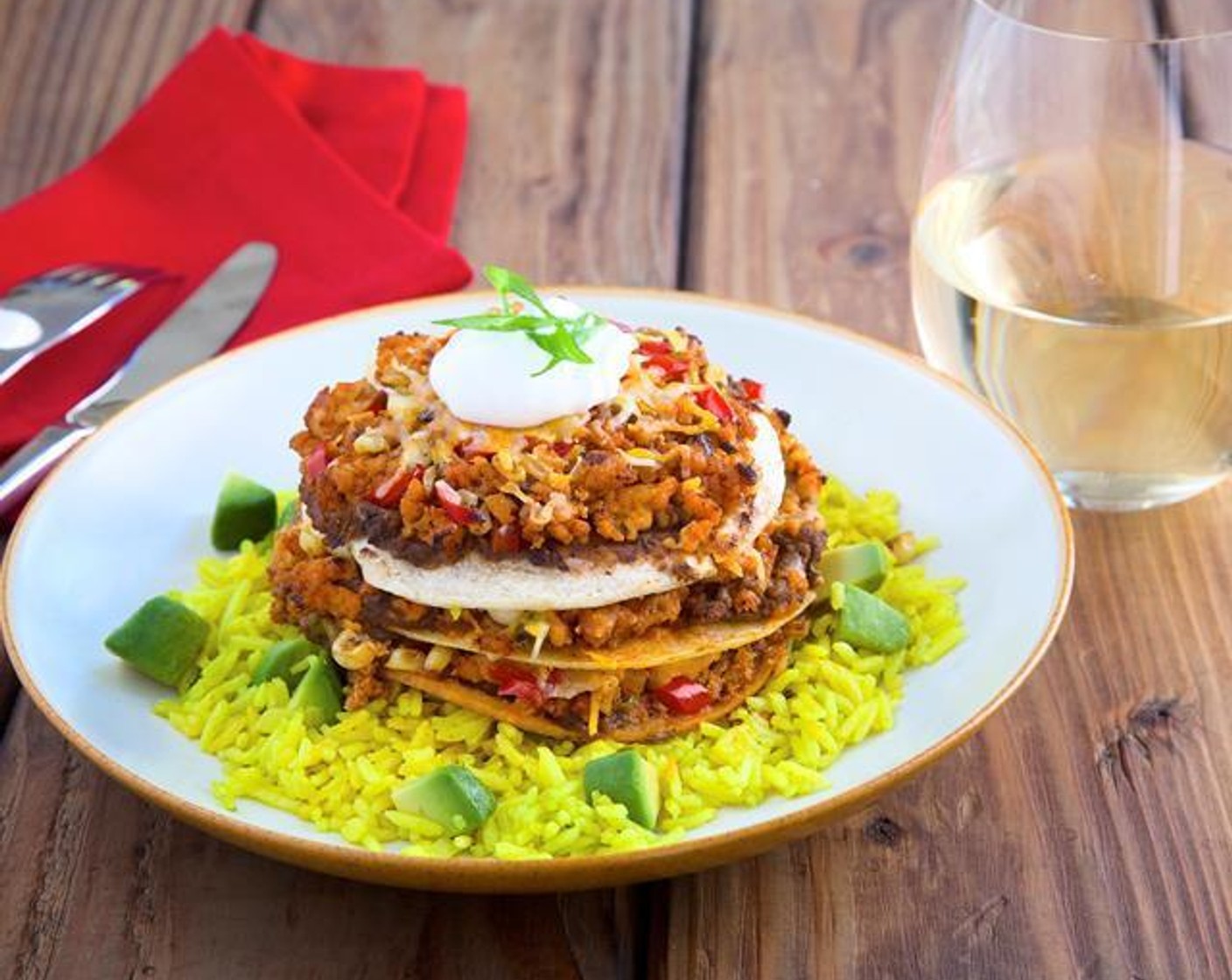 Individual Taco Pies with Avocado Yellow Rice