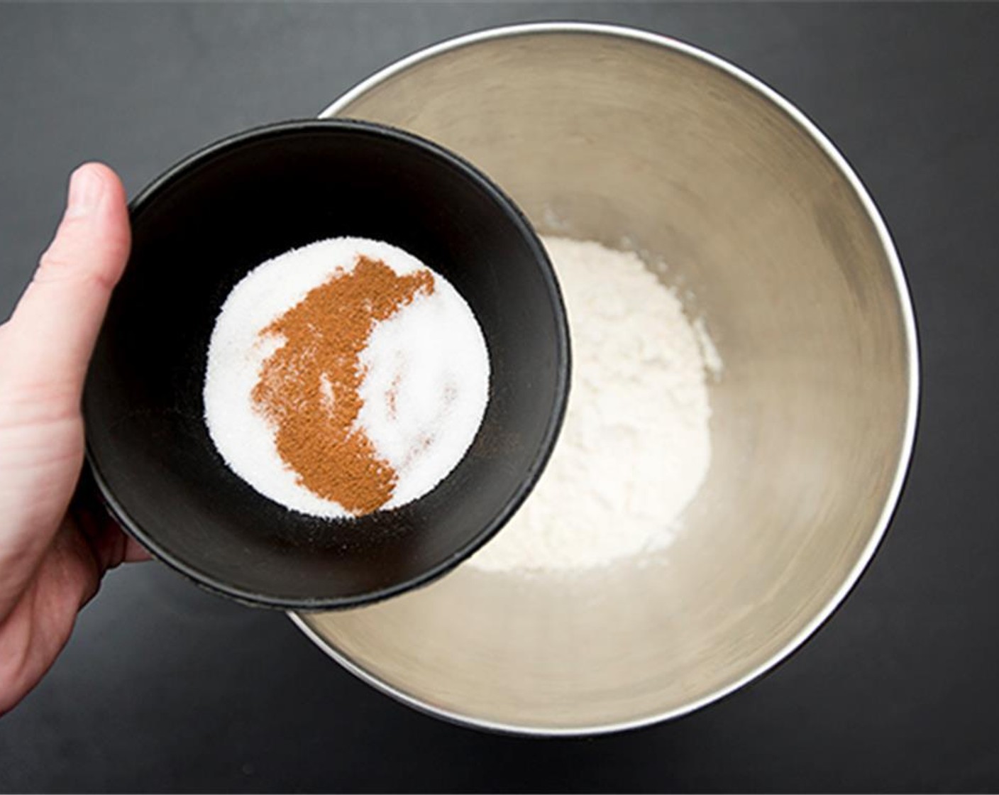 step 1 To make the dough, combine All-Purpose Flour (2 cups), Granulated Sugar (1 Tbsp), Ground Cinnamon (1/2 tsp), and Salt (1 tsp).