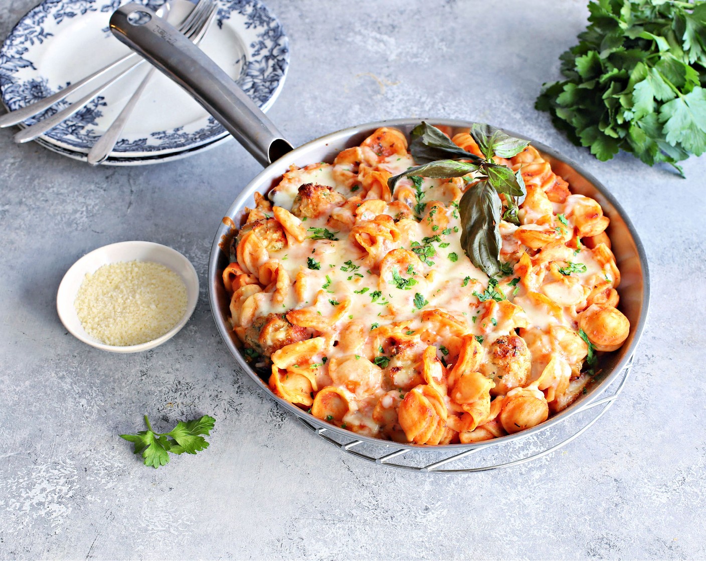 Chicken Meatball Pasta Bake