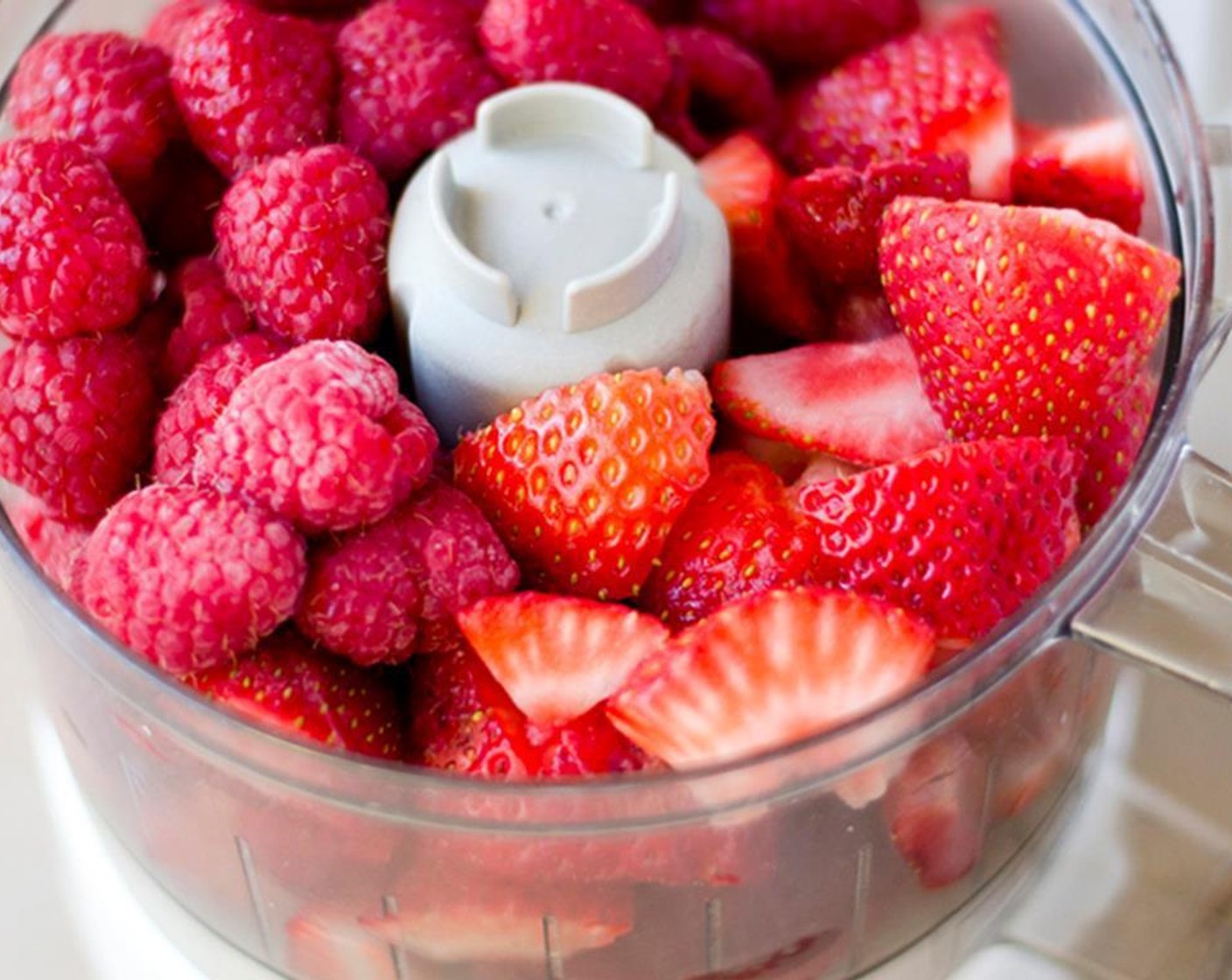 step 2 Blend Fresh Fruits (2 cups) in food processor or blender until smooth.