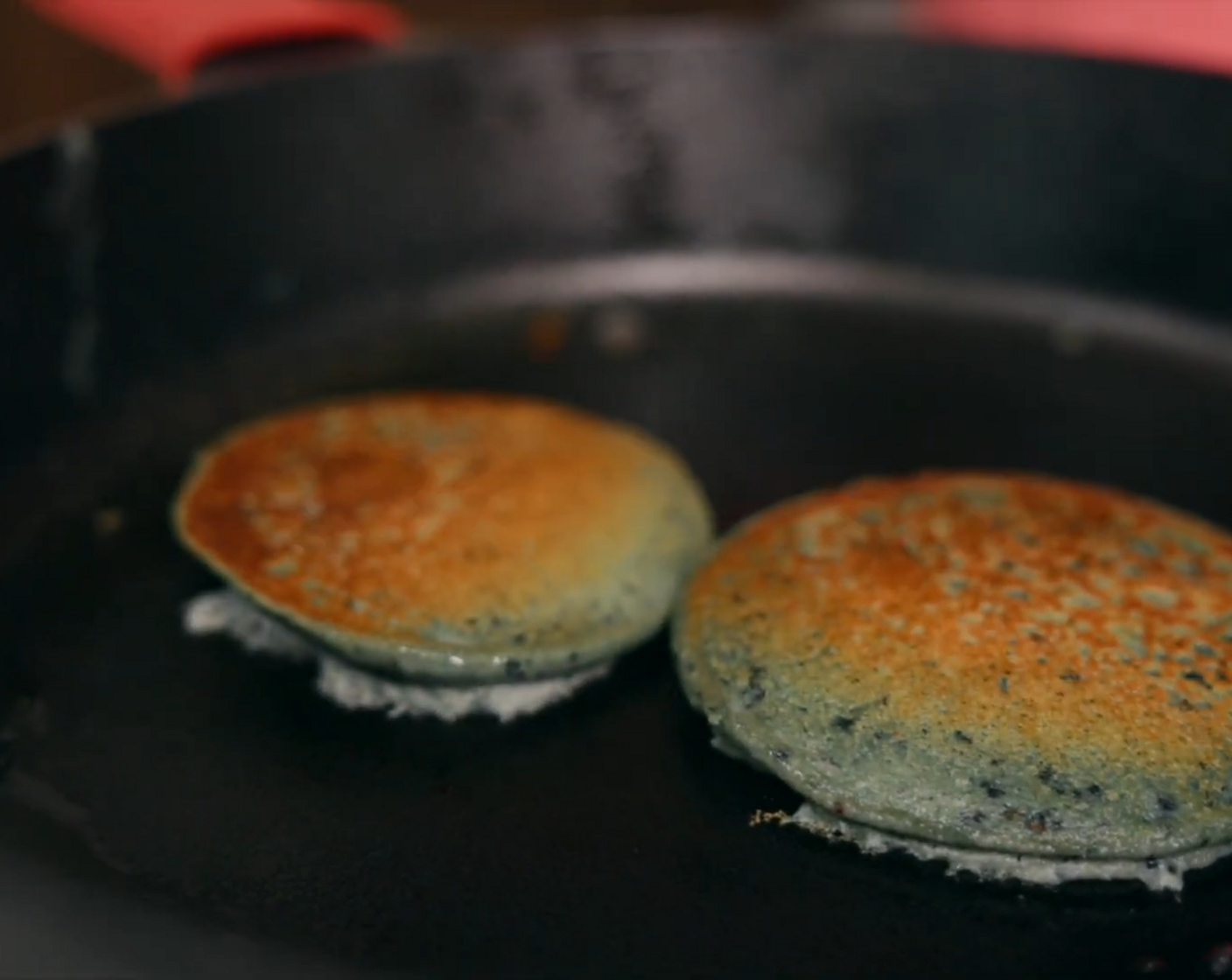 step 3 Flip when soft bubbles begin to form on top. If the pancakes are burning too quickly, turn the temperature down and cook more slowly.