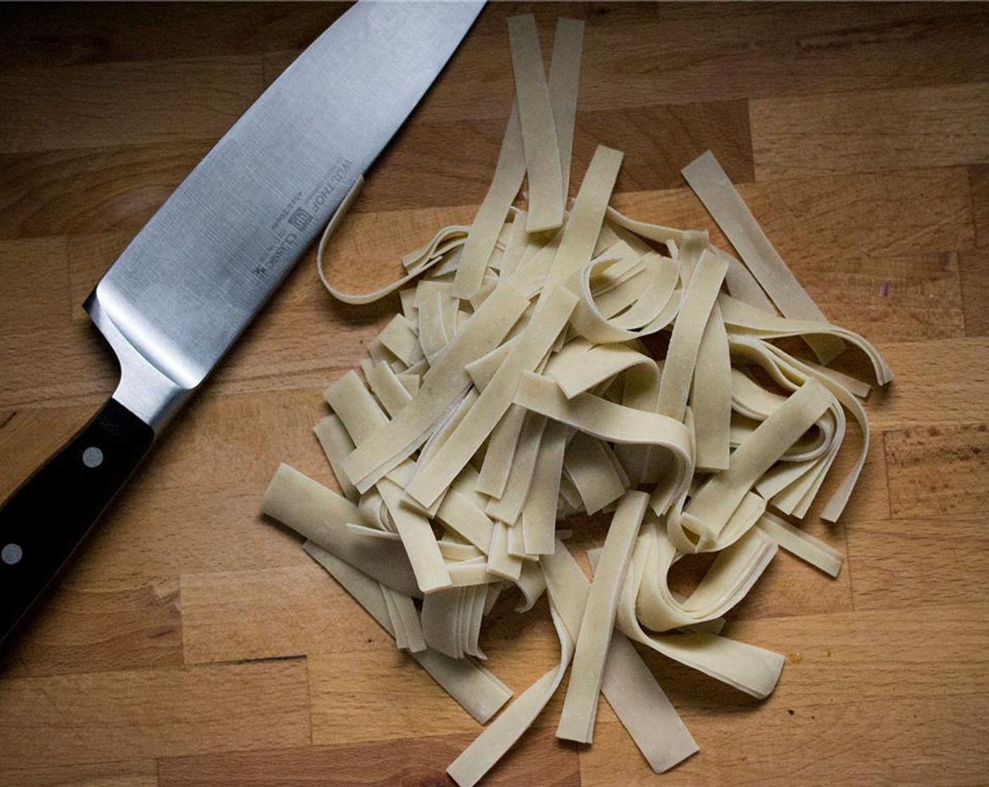 step 1 Cut the Wonton Wrappers (6 oz) into 1/4-inch strips. Be sure to pull all of the strips apart so they will not stick when frying.