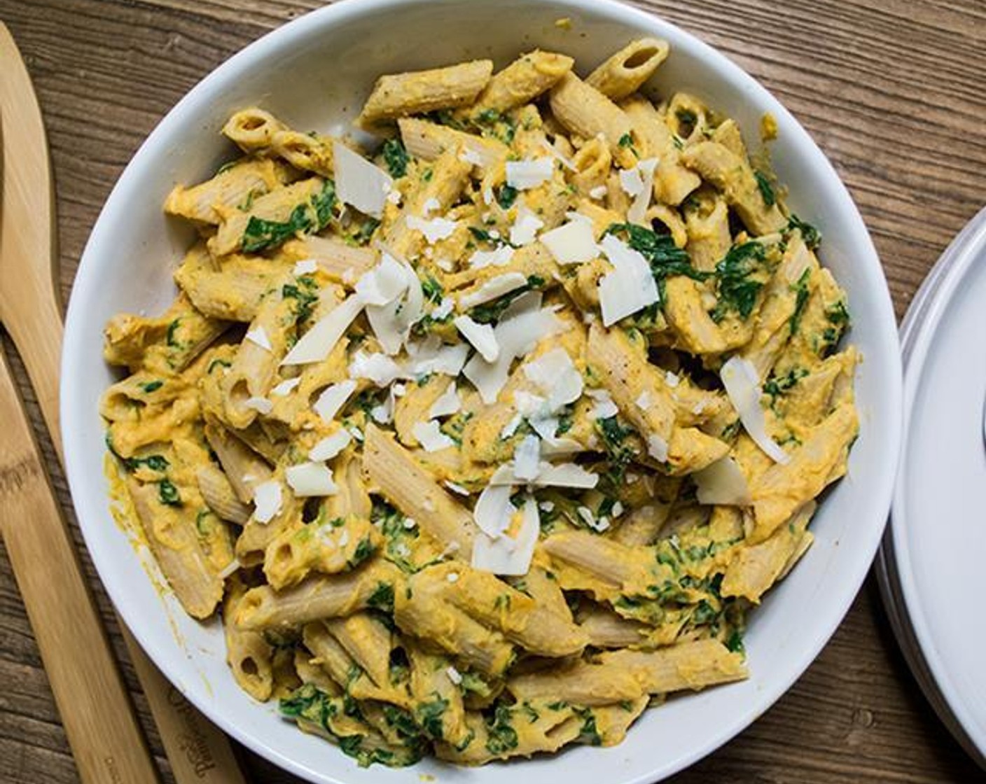Chipotle Butternut Squash Sauce with Pasta & Spinach