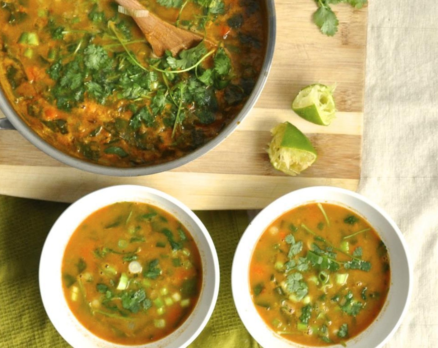 step 11 Turn off the heat and add the juice from Limes (1 1/2), Fresh Cilantro (1/2 cup) and remaining sliced green onions. Enjoy!