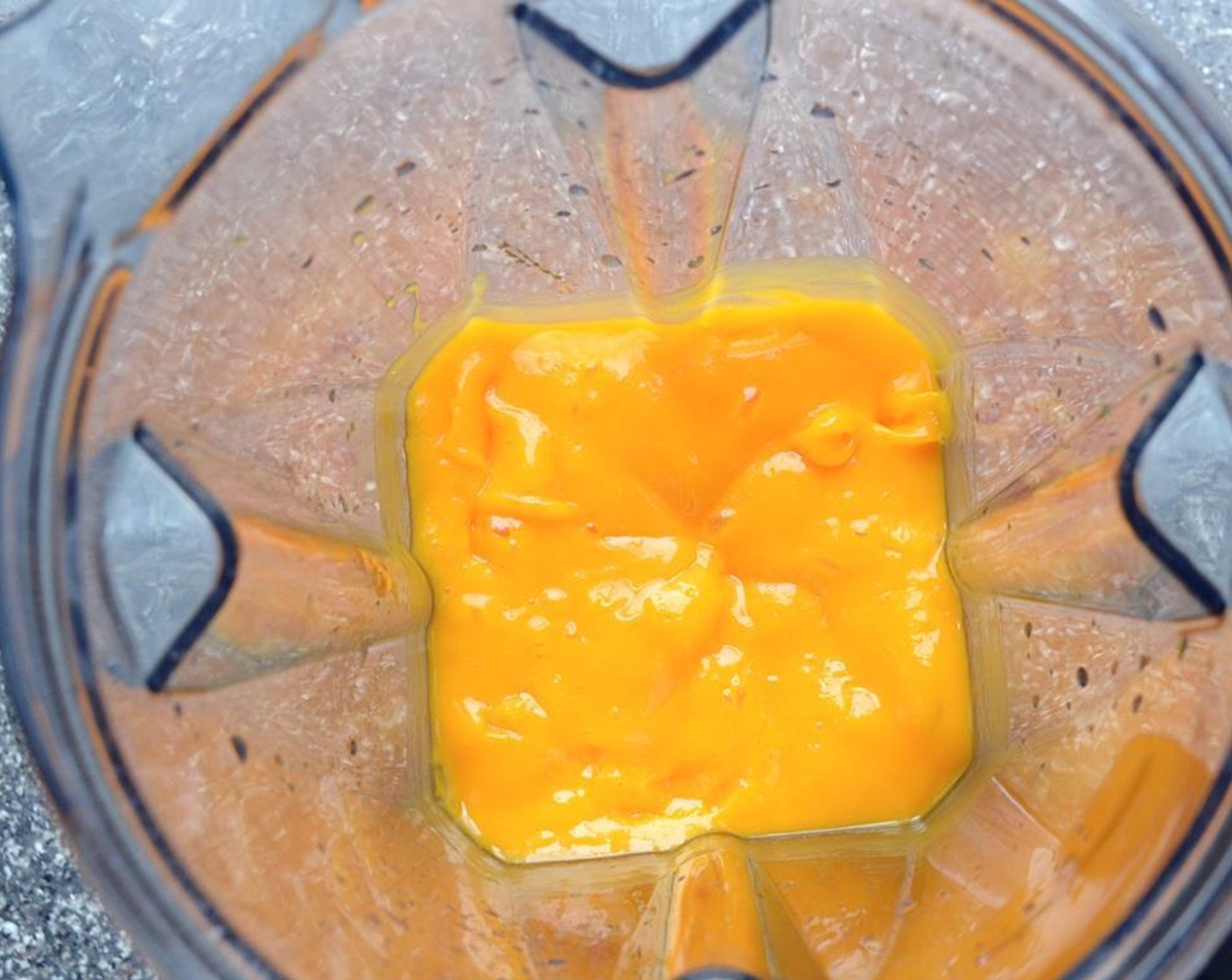 step 3 Blend or process until smooth. If the mango is particularly pulpy, pour the puree through a strainer to remove any fibrous pieces. You should have about 1 3/4 to 2 cups of mango puree.