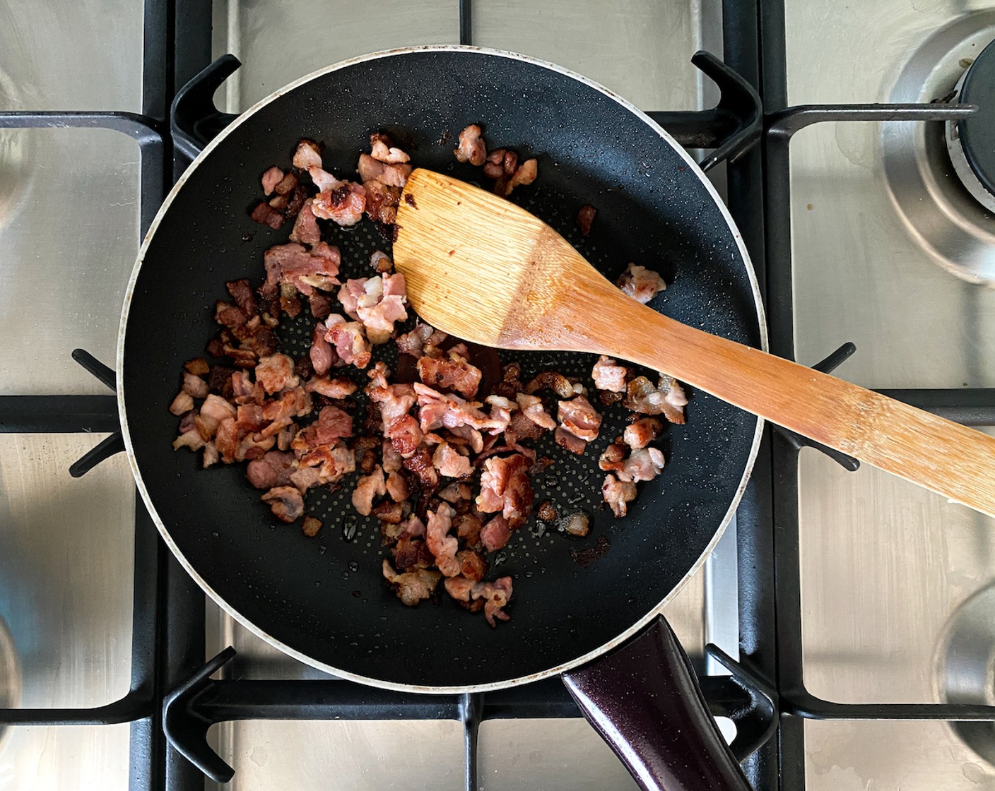 step 7 Dice the Bacon (0.5 oz). Fry the bacon until crispy.