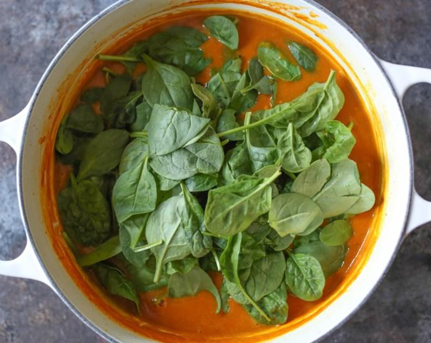 step 5 Add the Fresh Baby Spinach (90 g), stirring until it’s just wilted, about 1 minute (max). Taste and add a little extra tamari or salt if needed. (If your stew is too thick, feel free to add a little chicken broth to achieve the desired consistency.)