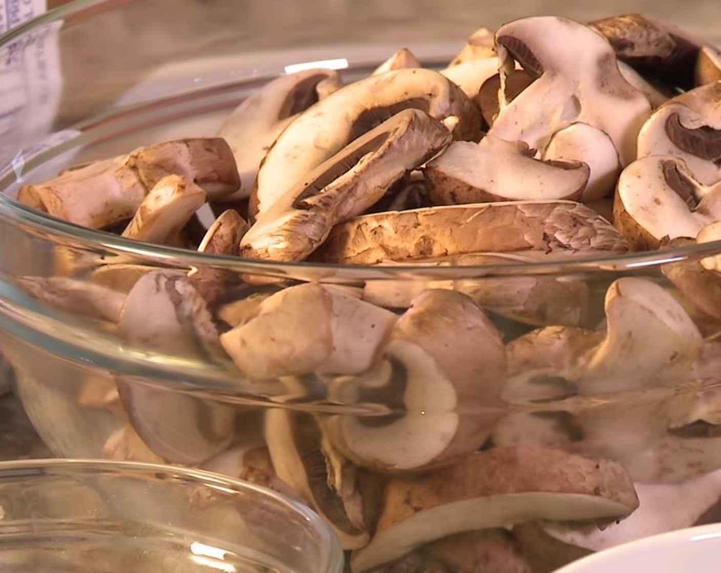 step 1 Slice the Baby Bella Mushrooms (3 cups).