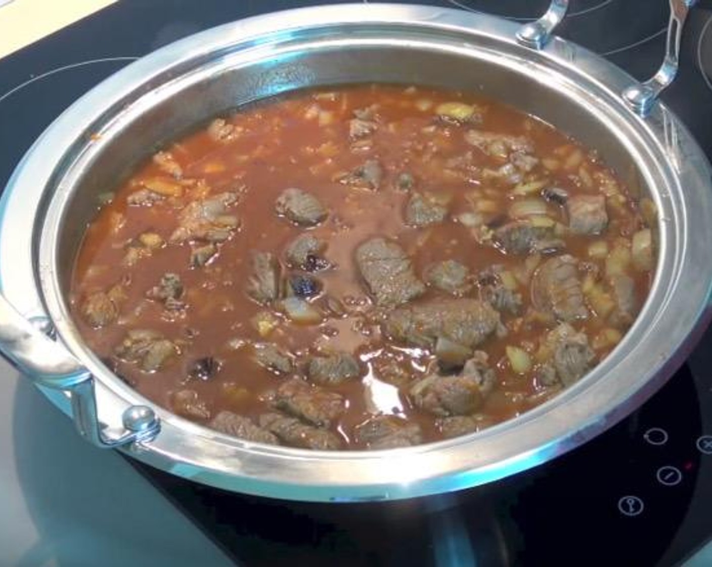 step 5 Add Beef Stock (2 cups), Water (1 cup) and Prunes (1 cup). Stir through.