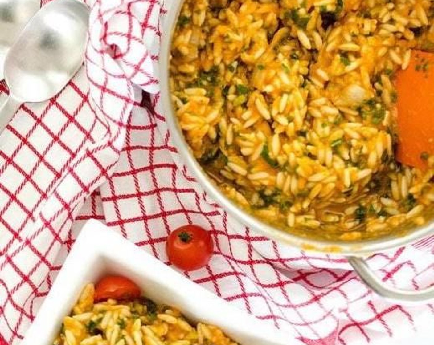 Creamy Vegan Orzo with Caramelized Onions and Kale