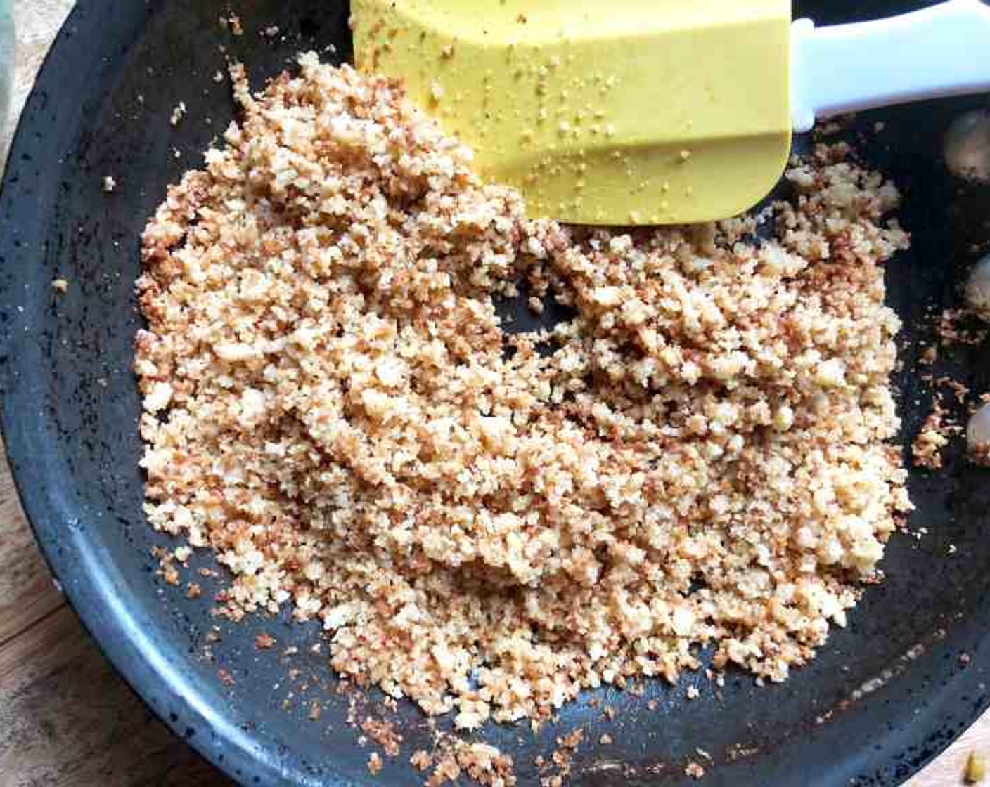 step 10 Meanwhile, melt the Unsalted Butter (2 Tbsp) in a skillet over medium. Add the Panko Breadcrumbs (1/2 cup) and Ground Black Pepper (1/4 tsp) cook, stirring, until golden brown, 3 more minutes.