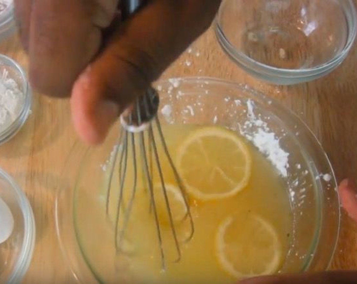 step 2 Into another bowl, add Chicken Broth (1 cup), Granulated Sugar (1/3 cup), juice from Lemon (1), Corn Starch (1 1/2 Tbsp), Salt (1/2 tsp), and Lemons (3 slices). Stir to combine.