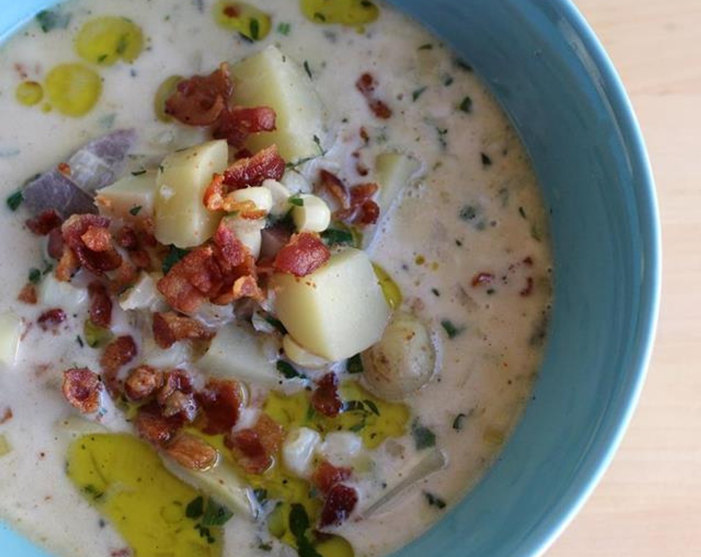 Corn Chowder with Heirloom Potatoes & Leeks