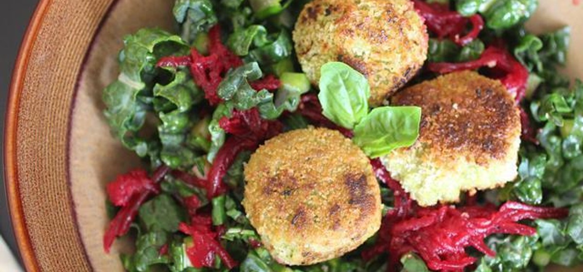 Fried Cashew Cheese Kale Salad with Pickled Beets Recipe | SideChef