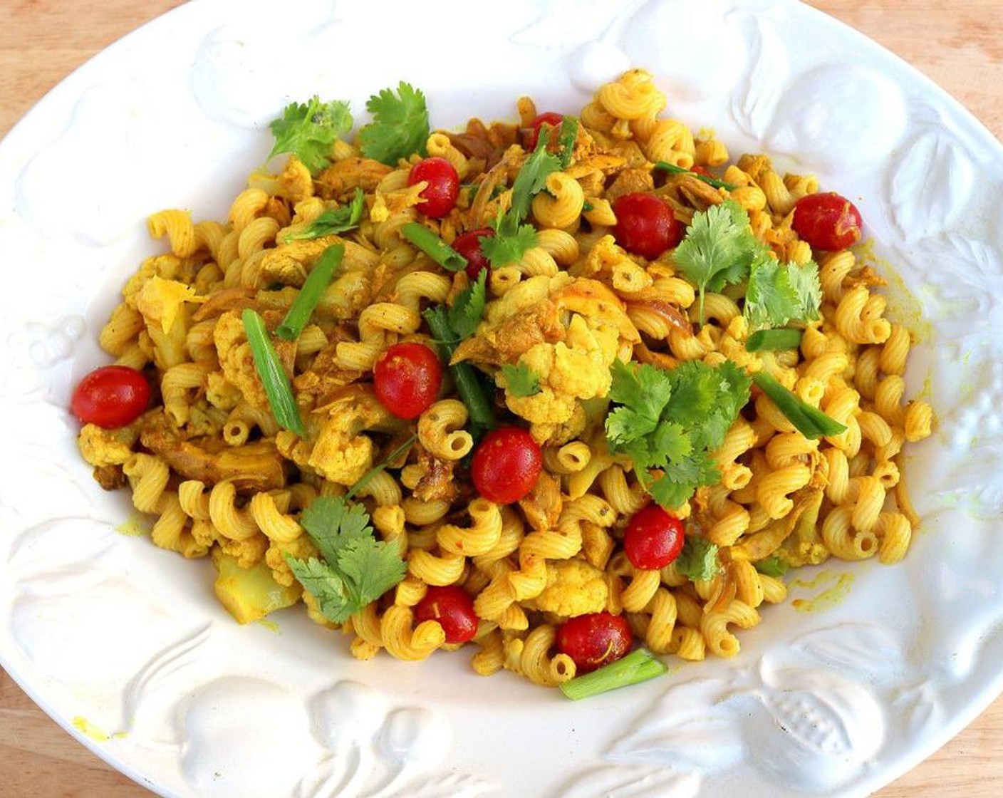 Pasta, Chicken, and Vegetables in Curried Coconut Cream