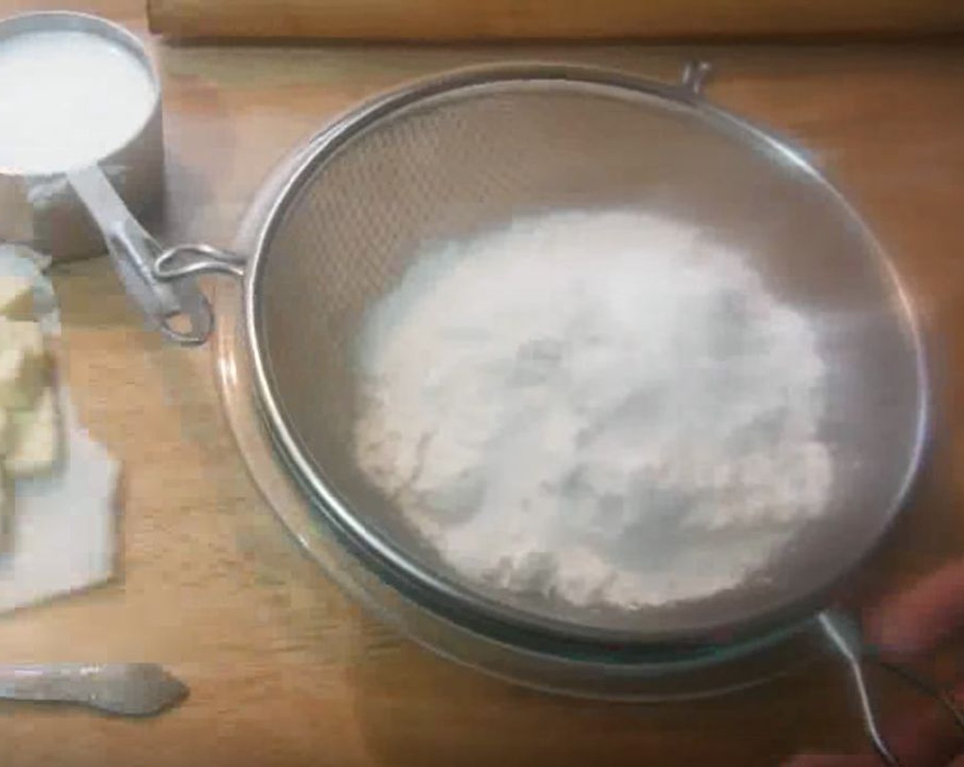 step 2 In a mixing bowl, sift together All-Purpose Flour (1 3/4 cups), Salt (1/2 tsp), and Baking Powder (1 Tbsp).