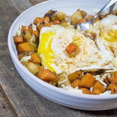 Root Vegetable Hash with Eggs and Aged Cheddar Recipe | SideChef