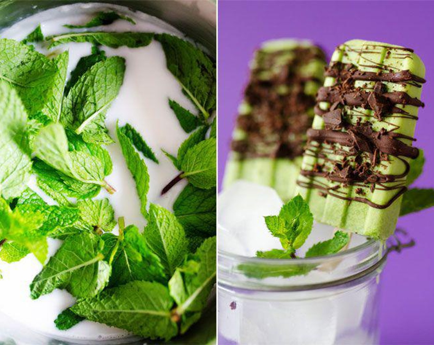 step 2 Remove from heat and add Fresh Mint Leaves (1 cup). Stir to combine and let mint leaves steep for 15 to 30 minutes. Strain mint leaves from the milk using a mesh sieve, discarding the mint leaves.