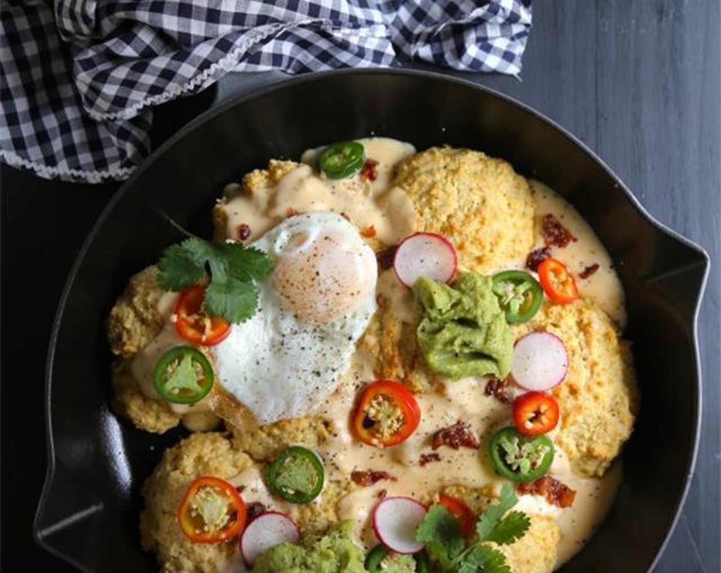 Skillet Biscuit with Bacon and Pimento Cheese