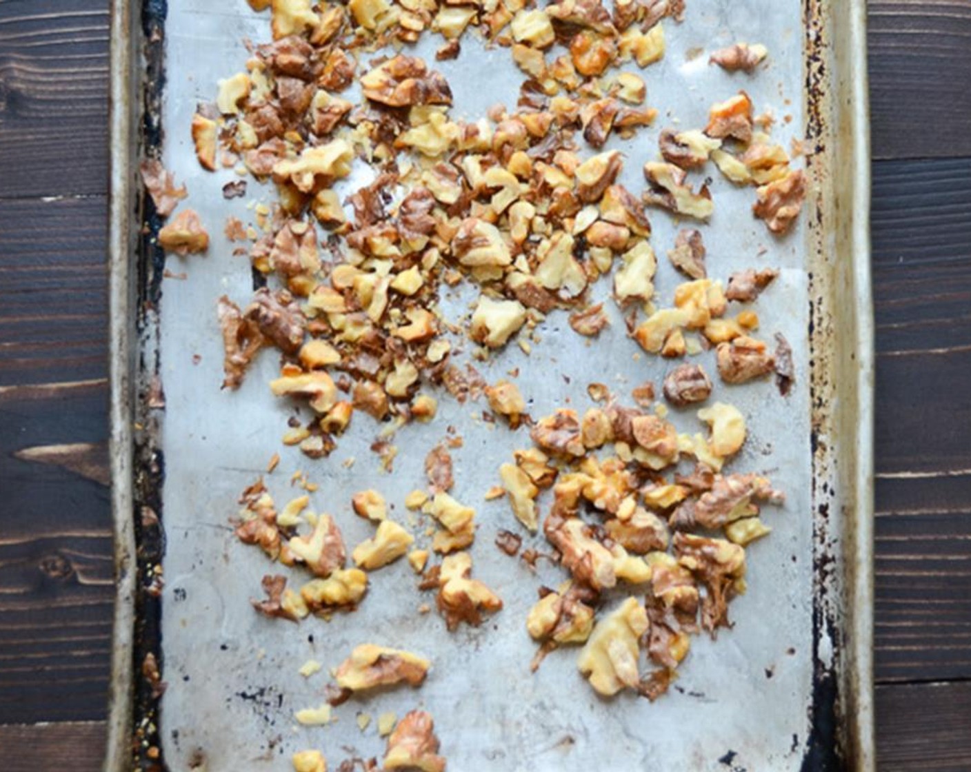 step 2 Place Walnut (1/3 cup) on a baking sheet and cook until toasted and fragrant, about 7 to 10 minutes. Set aside.