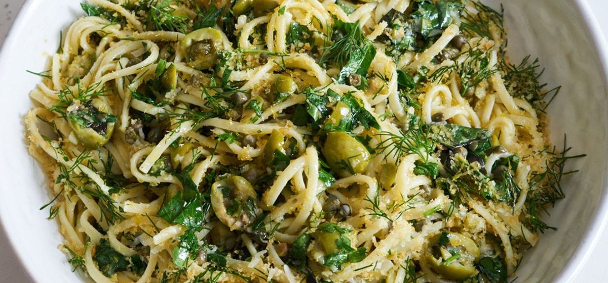 Linguine with Green Olives and Capers Recipe SideChef