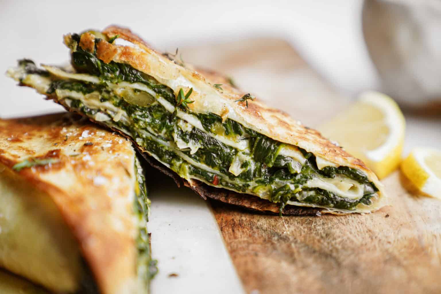 Crunchy Feta, Olive and Spinach Wrap Recipe SideChef