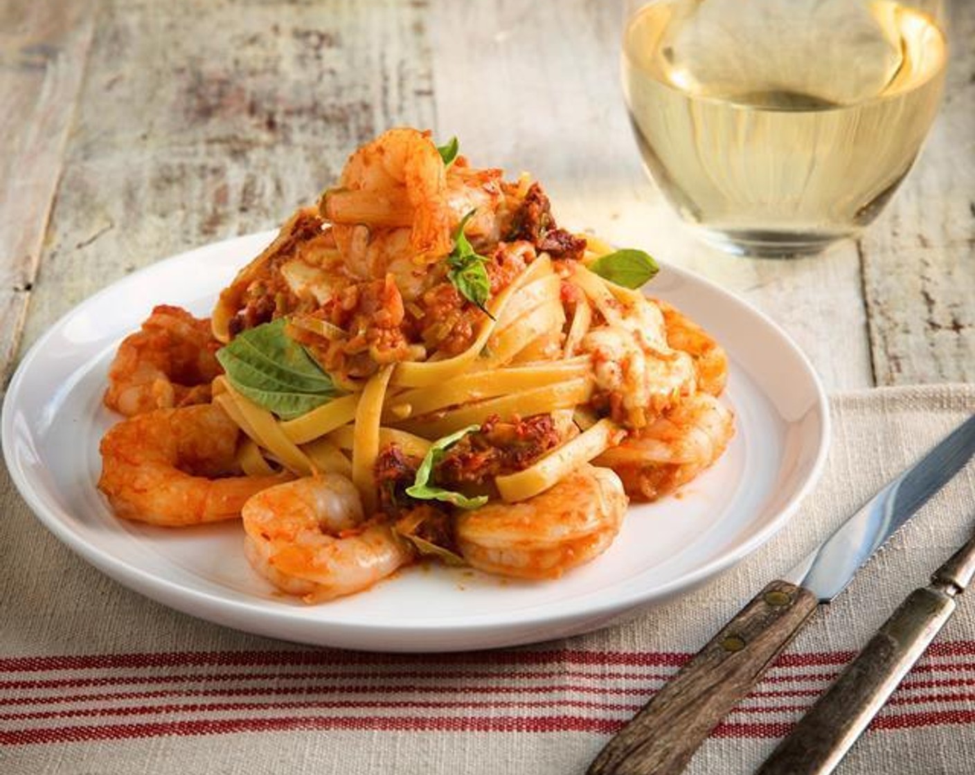 Shrimp Fettuccine Pasta and Fresh Mozzarella