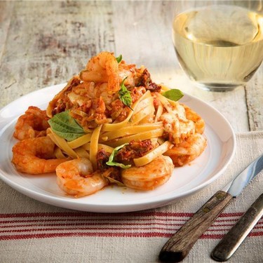 Shrimp Fettuccine Pasta and Fresh Mozzarella Recipe | SideChef