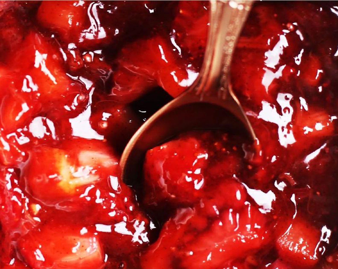 step 3 In a saucepan, combine Rhubarb (1 stalk), Fresh Strawberry (1 cup), Granulated Sugar (1/2 cup), juice from Lemons (2), Simply Organic Cinnamon, Ground (1 tsp), and Corn Starch (2 Tbsp) over medium heat and stir until the juices render and mixture thickens.