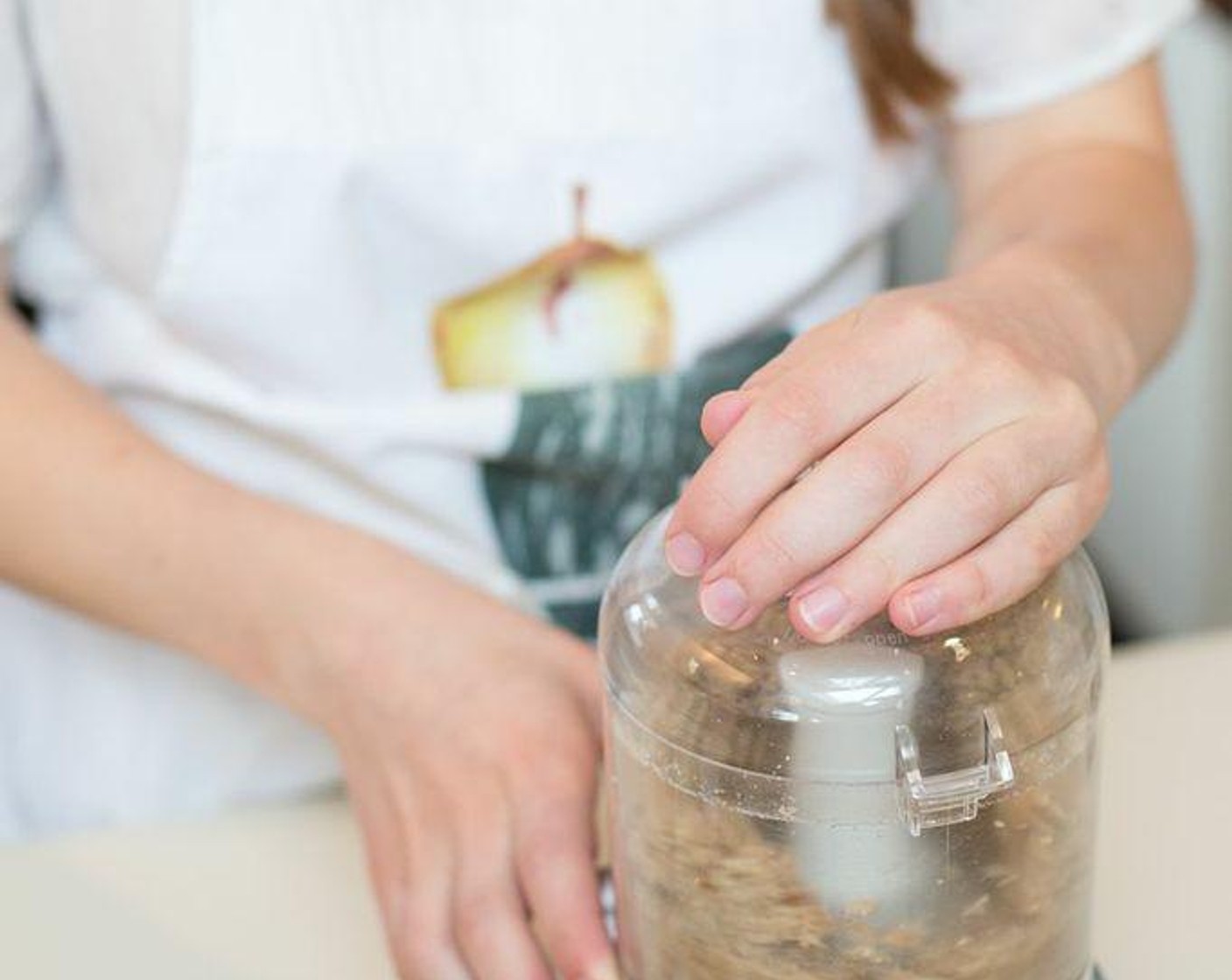 step 1 Blend the Almonds (1 cup) until they are ground into a flour-like substance. Add the Medjool Dates (1 cup) and blend until the mixture starts to clump. If it seems too dry, add in Coconut Oil (1/4 cup) little by little.