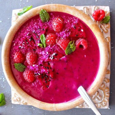 Raspberry Coconut Dragon Fruit Smoothie Bowls Recipe | SideChef