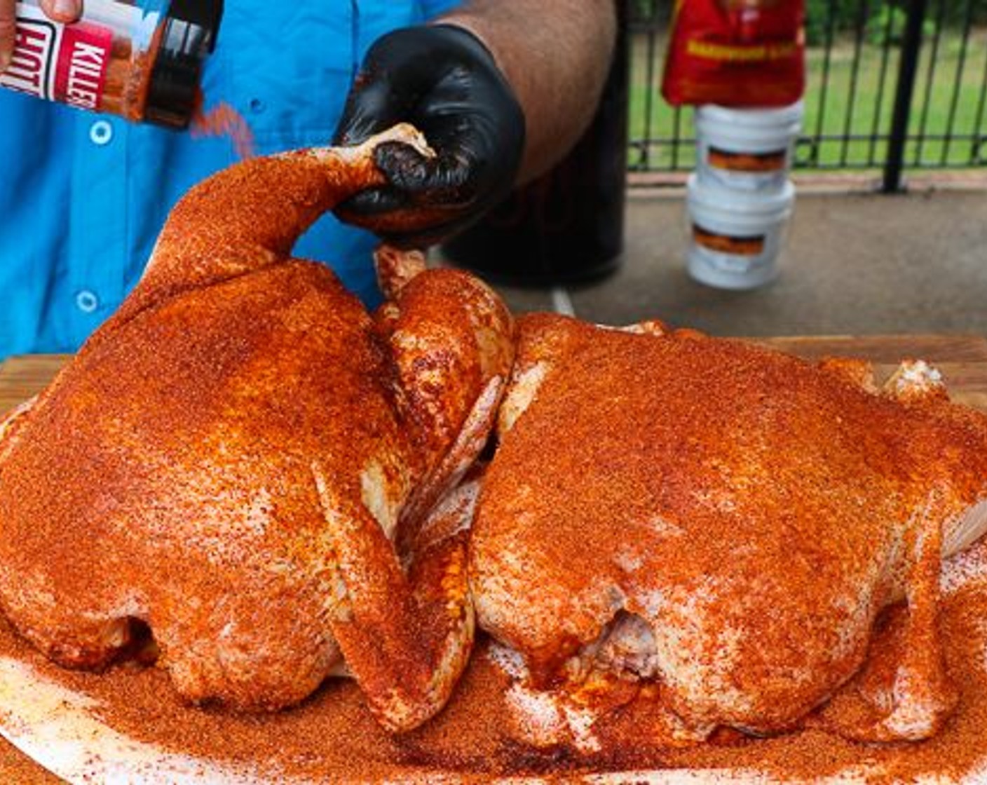 step 4 Spray the outer skin with Vegetable Oil Cooking Spray (as needed). Season well with Barbecue Rub (2 Tbsp).