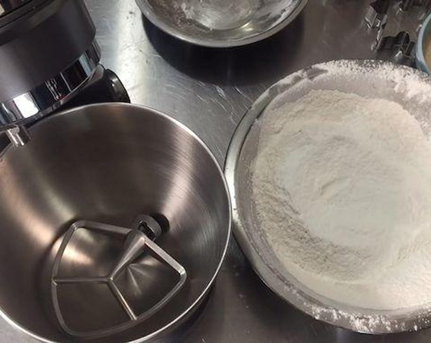 step 1 Start by sifting All-Purpose Flour (2 1/2 cups), Corn Starch (1/3 cup), and Baking Powder (1 tsp) together in a large bowl. Add Salt (1/2 tsp) and whisk all the ingredients together. Set aside.