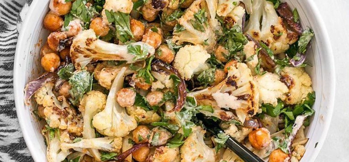 Roasted Cauliflower Salad with Lemon Tahini Dressing Recipe | SideChef