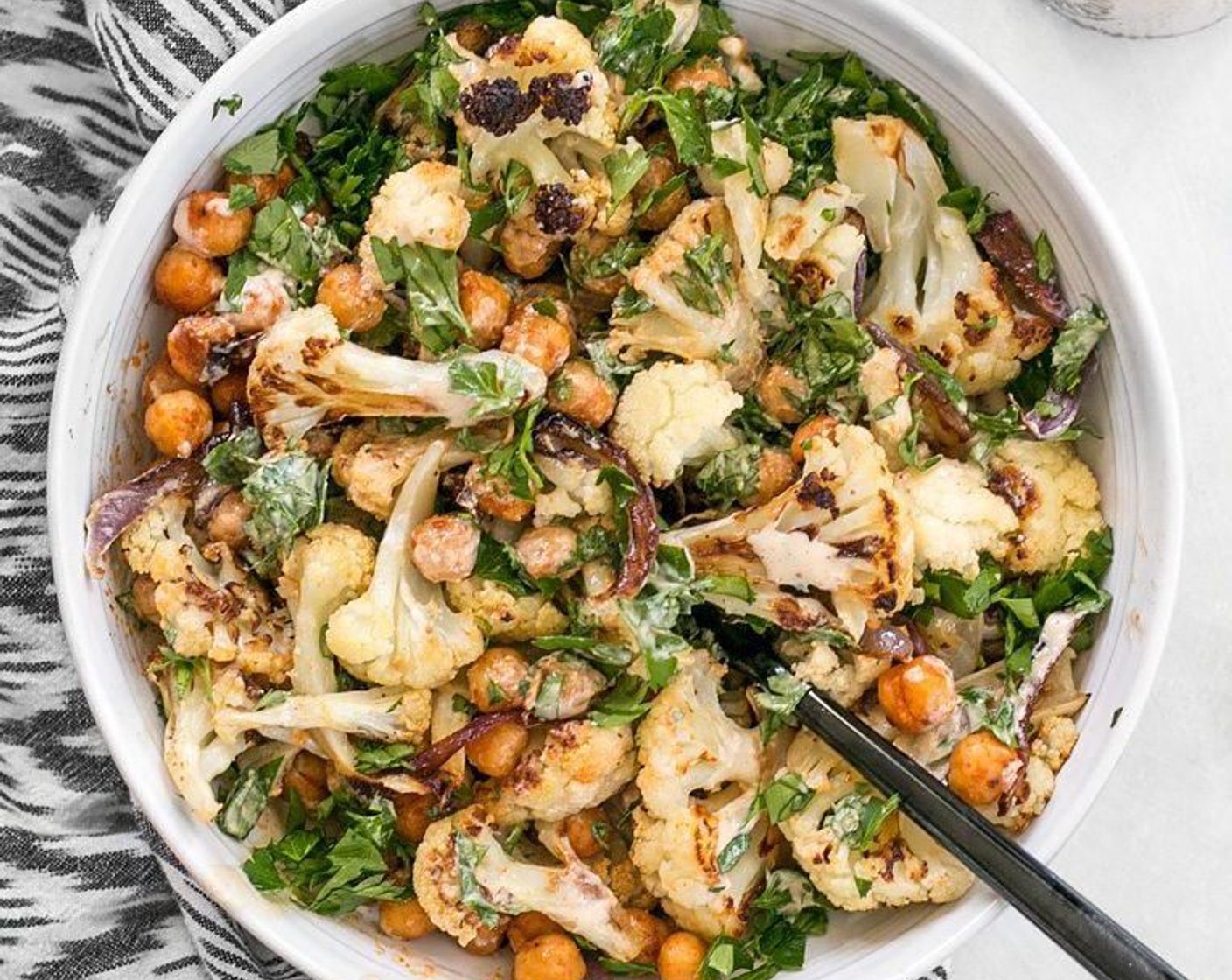 Roasted Cauliflower Salad with Lemon Tahini Dressing