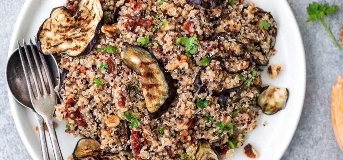 Sun-Dried Tomato, Aubergine, and Quinoa Salad Recipe | SideChef