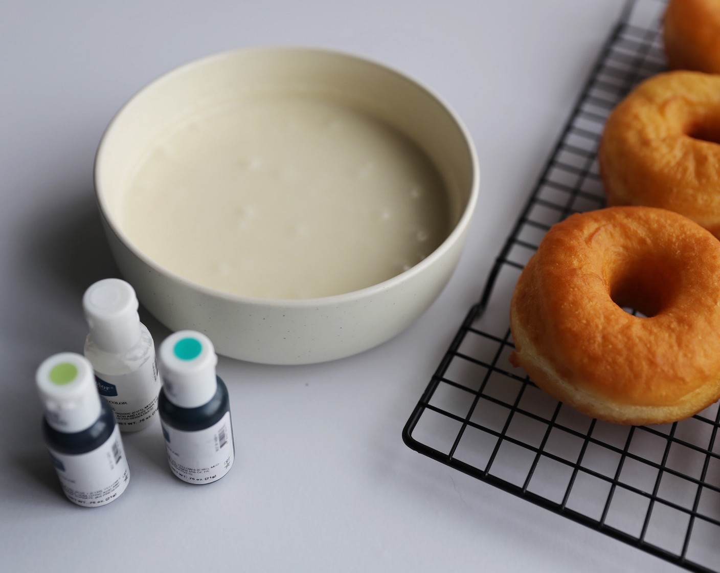 step 19 Place the cooled doughnuts on a wire rack and the glaze in a small bowl.