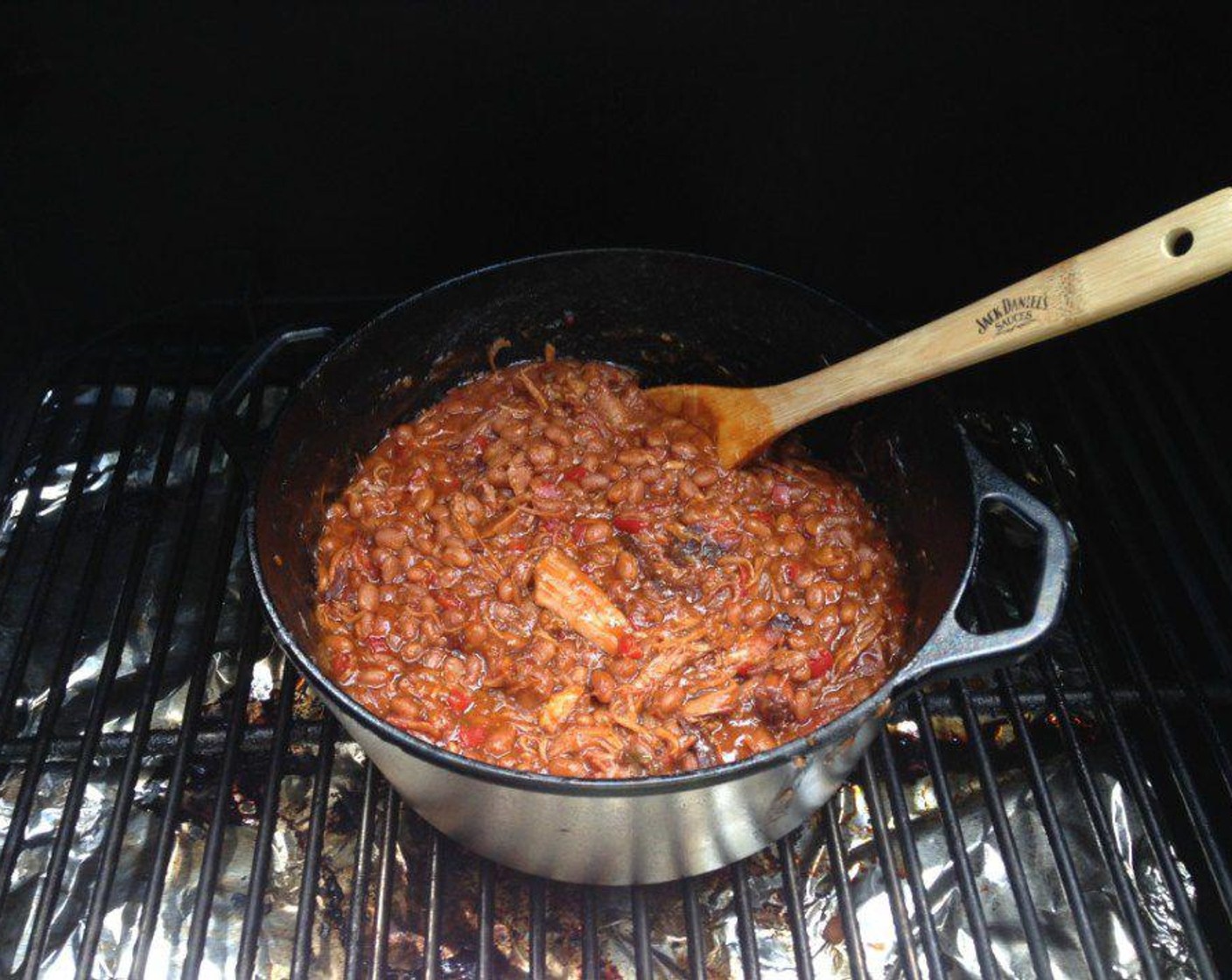 step 1 Mix Baked Beans (1 cup), Red Onion (1/2), Red Bell Pepper (1), {@10:}, Brown Sugar (3/4 cup), Barbecue Sauce (1 cup), Worcestershire Sauce (1 Tbsp), Yellow Mustard (1 Tbsp), Barbecue Rub (1 Tbsp), All-Purpose Spice Rub (to taste) and Pulled Pork (1 cup).