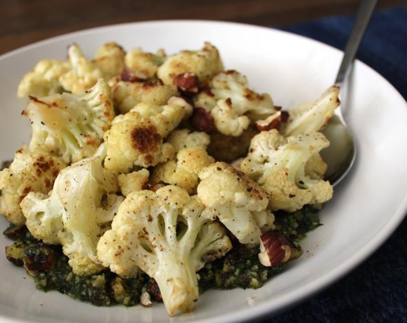 Roasted Cauliflower with Hazelnut Pesto