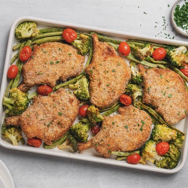 Sheet Pan Veggies Crusted Pork Chops Recipe | SideChef