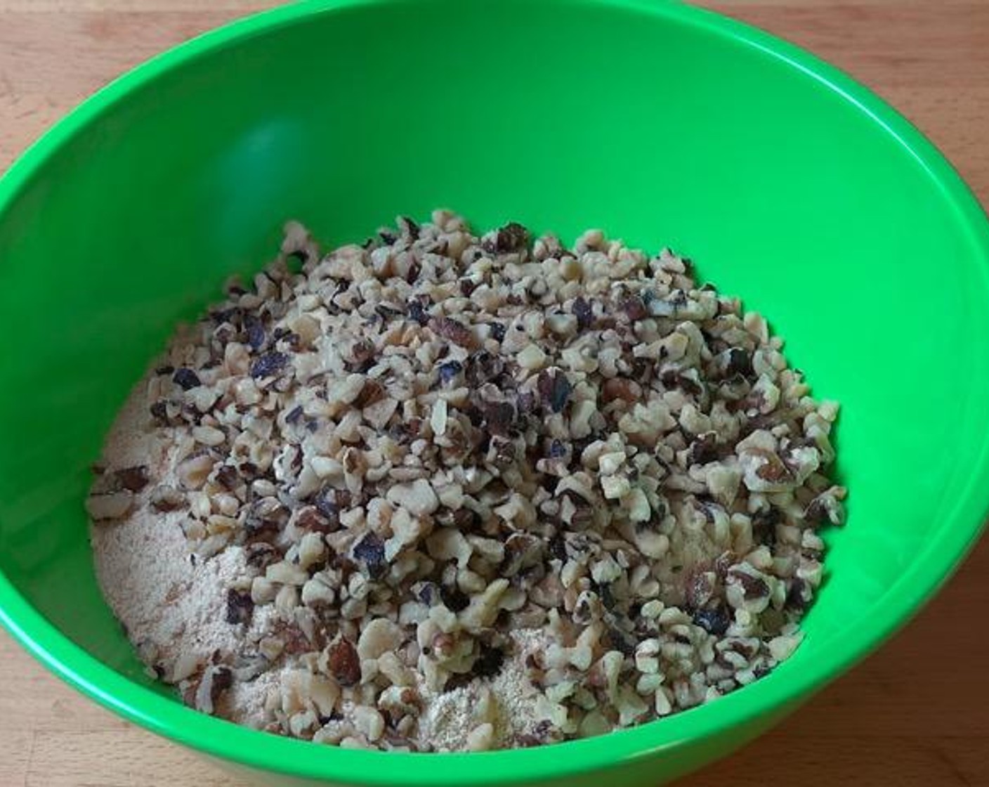 step 2 In a large mixing bowl, add Graham Crackers (3 cups) and Walnut (1 cup). Stir together.