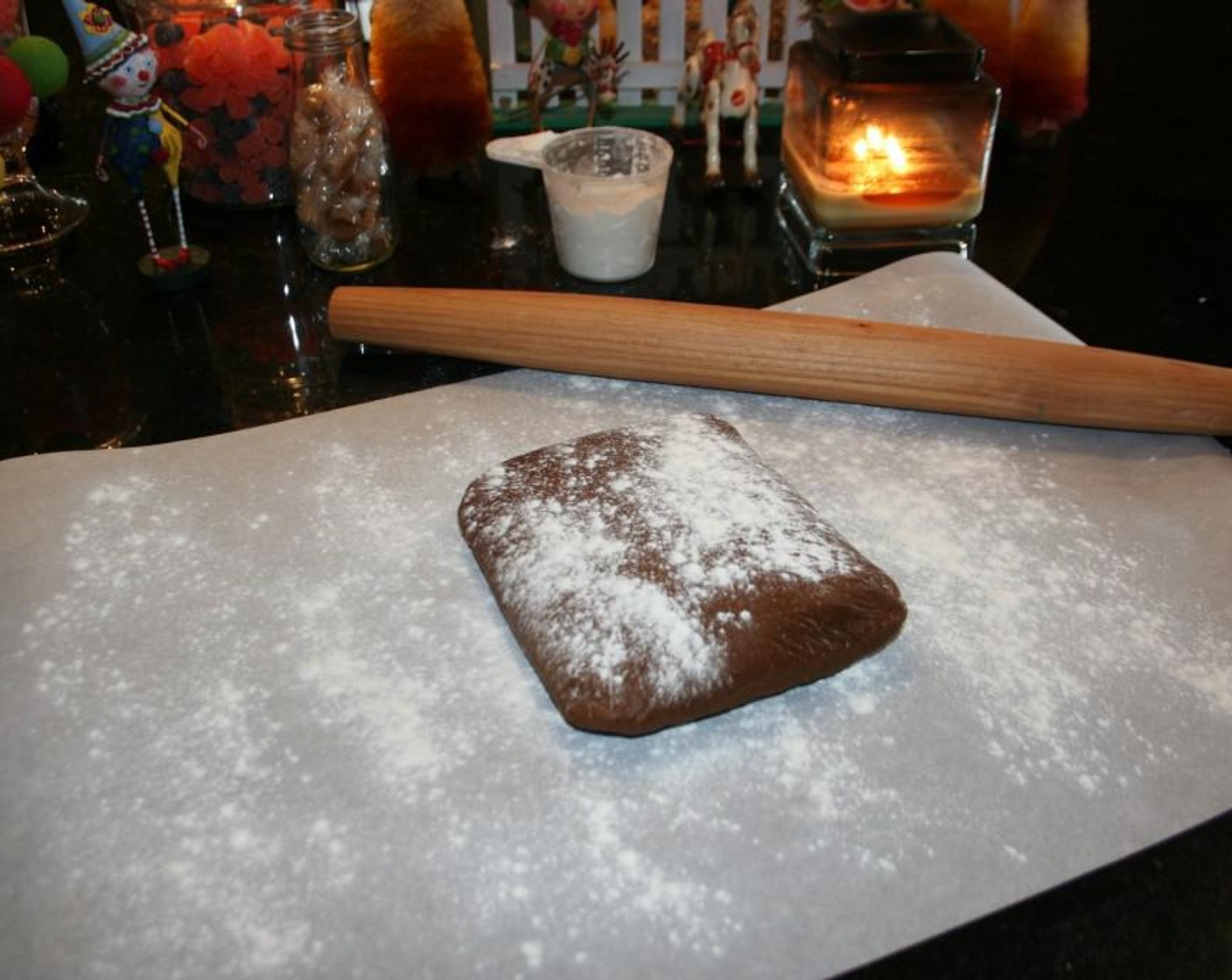 step 5 Roll out on a flour dusted parchment paper.