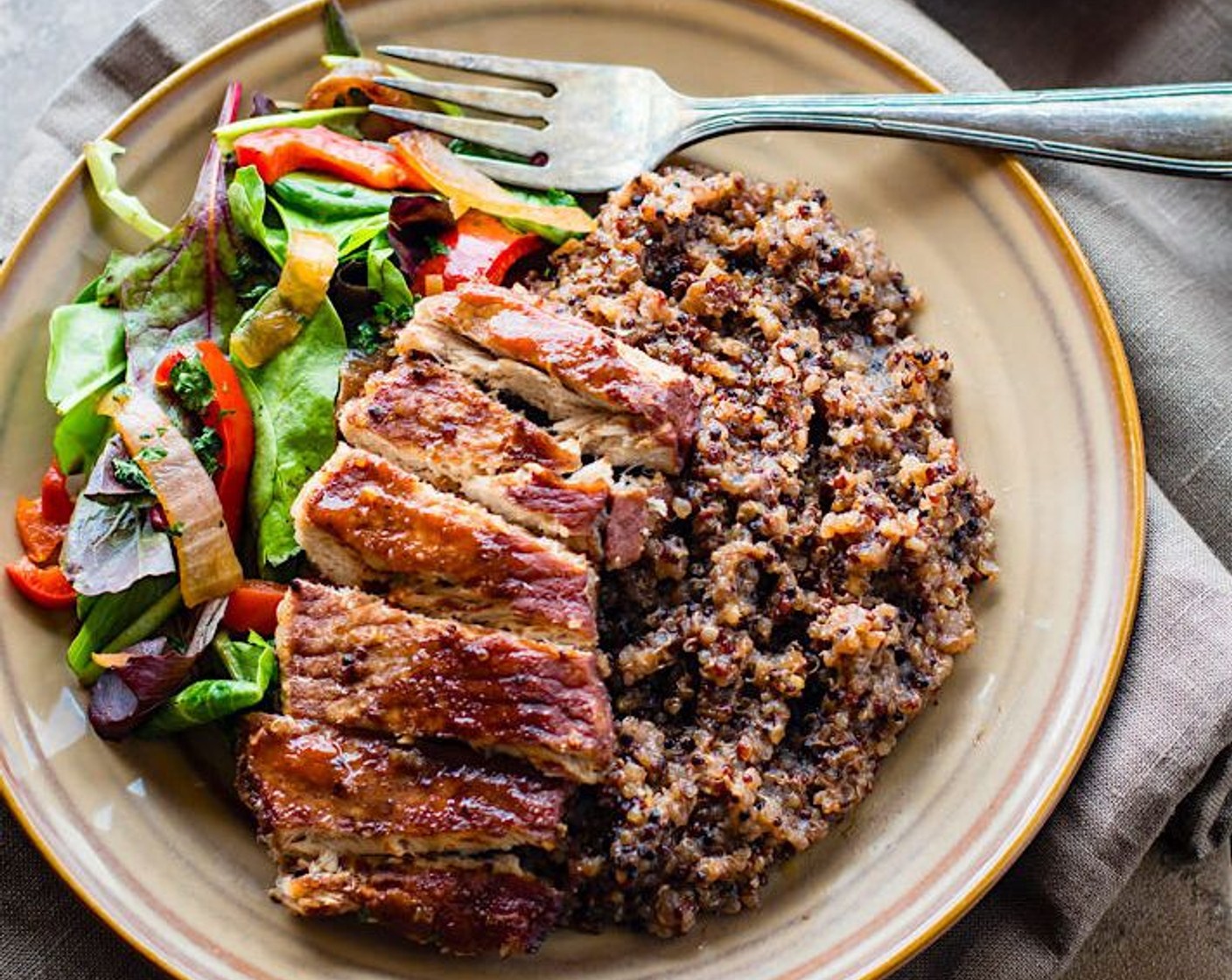 One-Pot BBQ Cherry Pork Chops and Quinoa