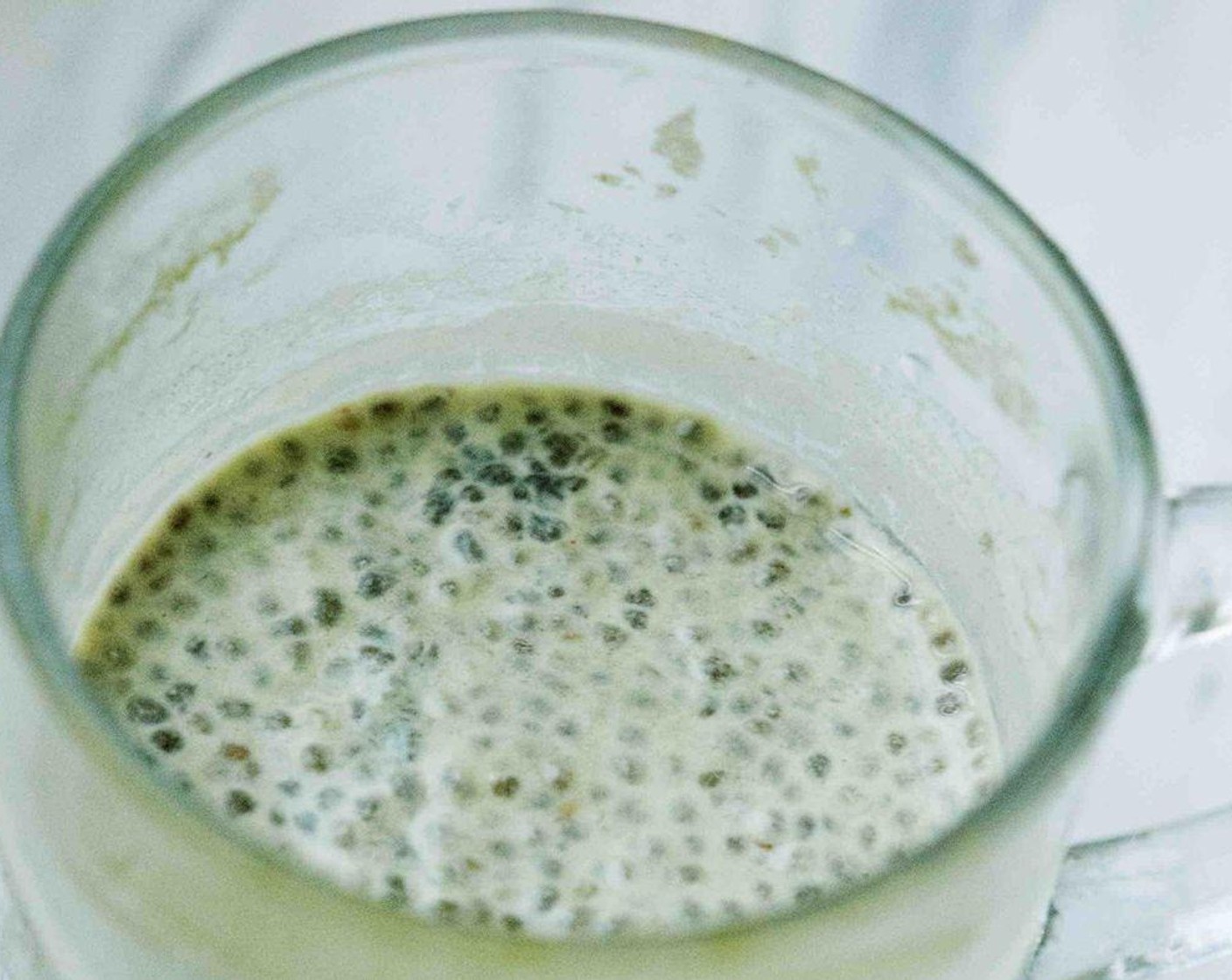 step 1 Stir Matcha Powder (1 tsp) into the Cashew Milk (1 cup), add Chia Seeds (4 Tbsp) and refrigirate overnight.