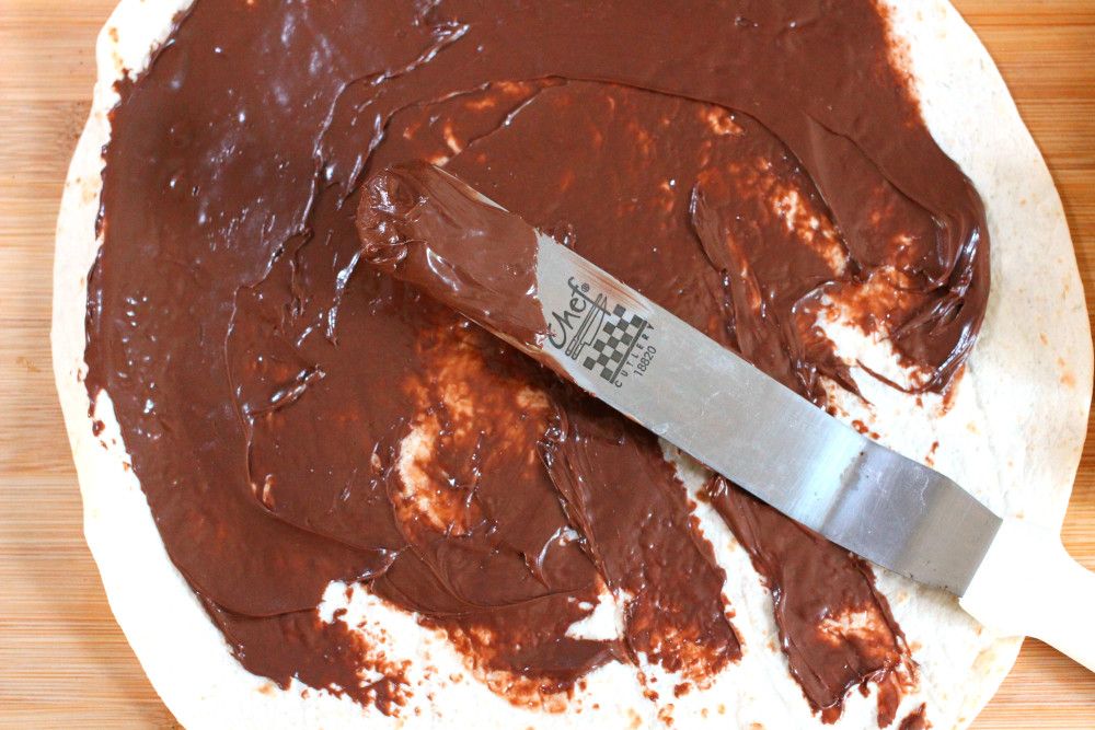 Caramelized Banana And Chocolate Burrito With Strawberry Preserve