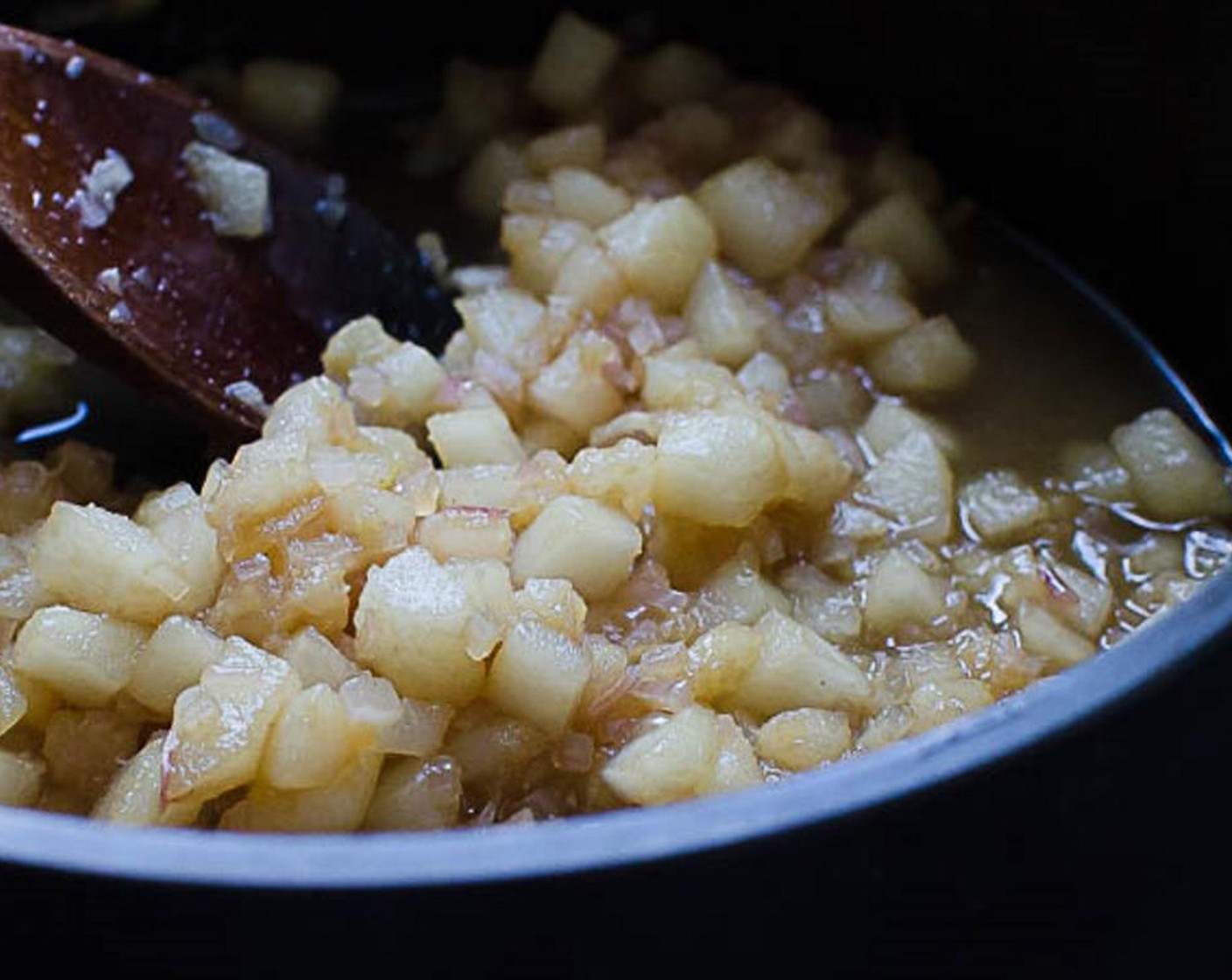 step 4 Add the Brown Sugar (1 Tbsp) and Balsamic Vinegar (2 Tbsp) and cook for an additional 3-5 minutes until syrupy. Remove from heat and let pear mixture cool.